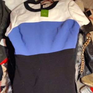 kate spade White, Blue & Black Colorblock Shift Dress